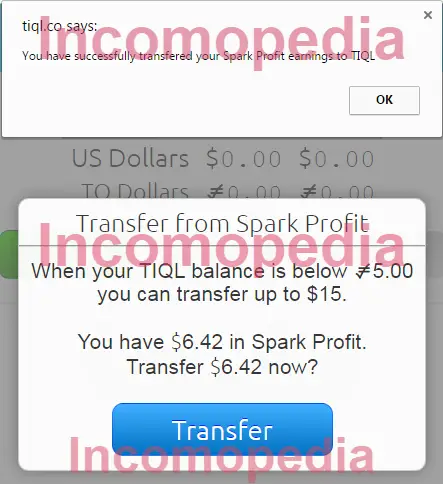 Deposite Money into TIQL from SparkProfit