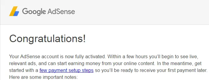 adsense approval email