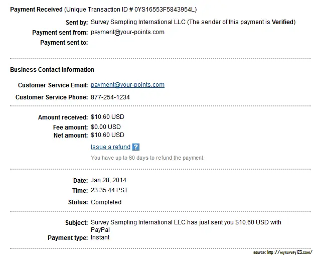 OpinionOutpost Payment proof