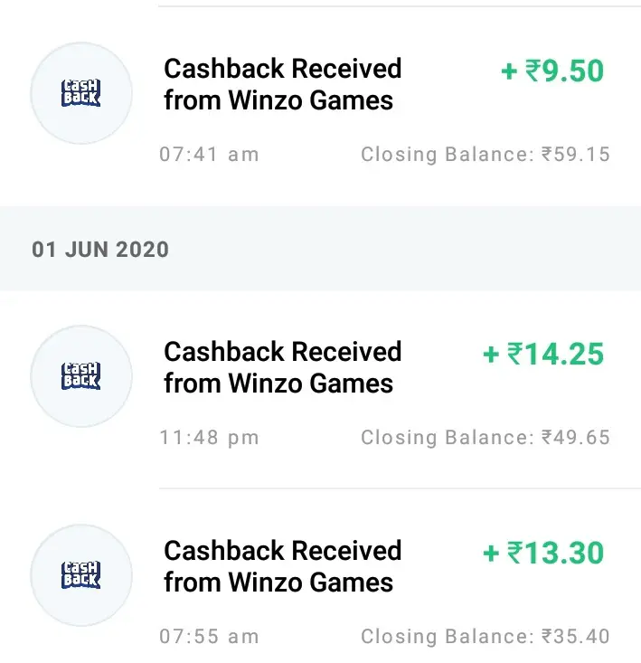 winzo payment proof Paytm
